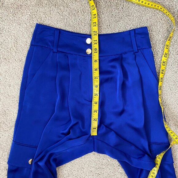 Ramy Brook Rumer Satin Cargo Pants‎ Womens Size 2 Cabana Blue High Waist Pleated - Picture 8 of 9